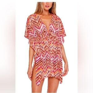 Becca Colorful Zigzag Patterned Swim Coverup size XS/S NWT
